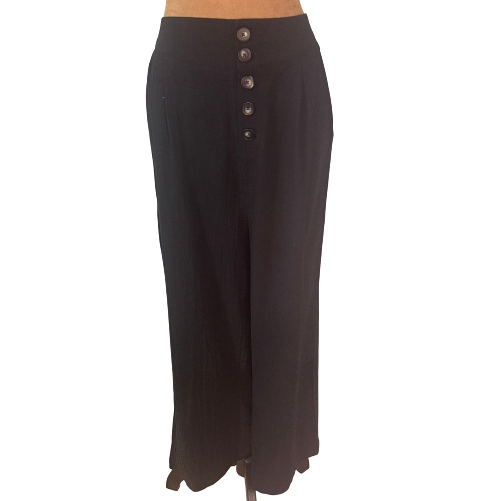 Joyfolie Sawyer Pant Women XL Black Cotton Wide Leg Cropped High Waist NWT